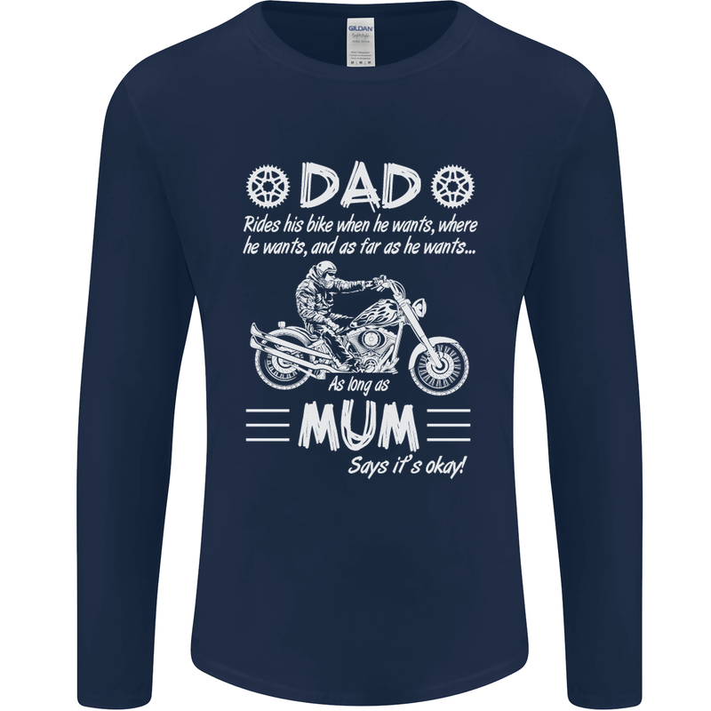 Dad Mum Biker Motorcycle Motorbike Funny Mens Long Sleeve T-Shirt Navy Blue