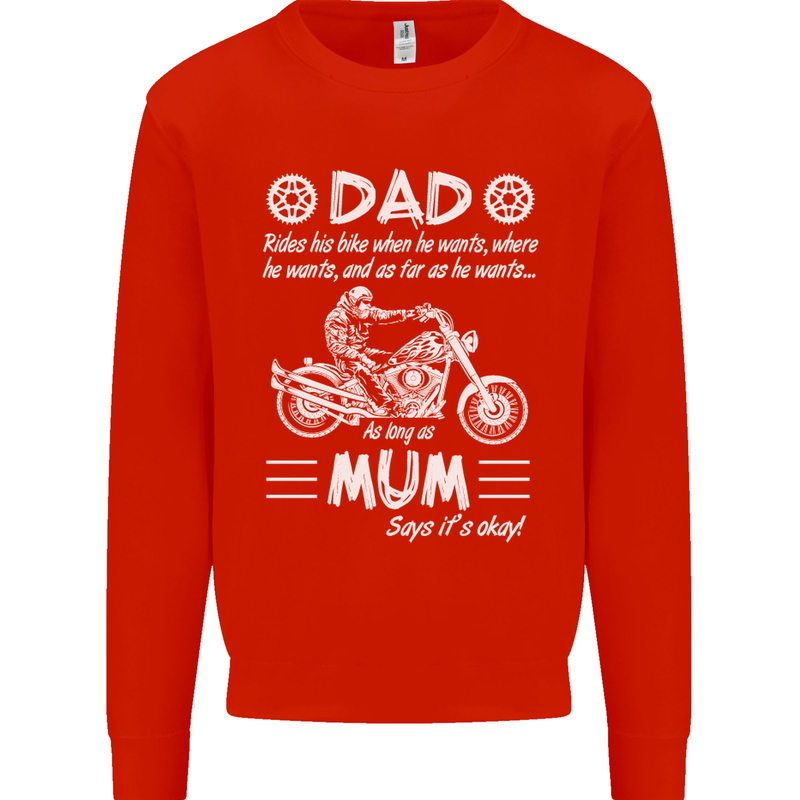 Dad Mum Biker Motorcycle Motorbike Funny Mens Sweatshirt Jumper Bright Red