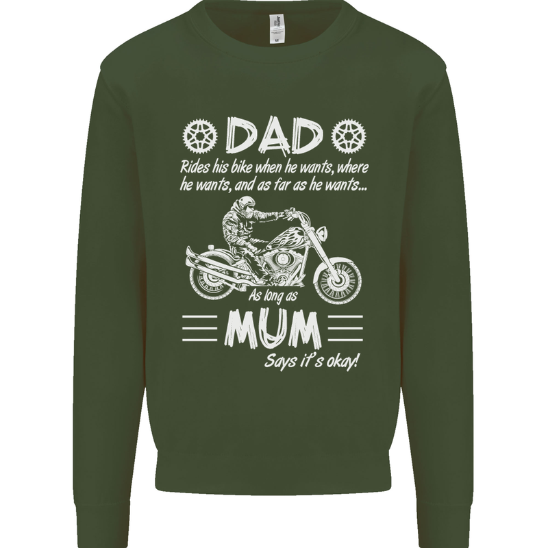 Dad Mum Biker Motorcycle Motorbike Funny Mens Sweatshirt Jumper Forest Green