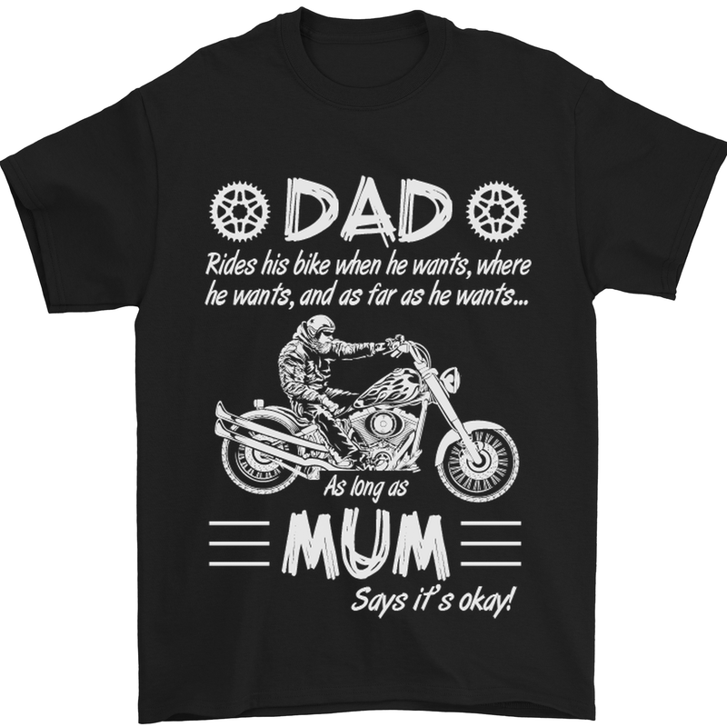 Dad Mum Biker Motorcycle Motorbike Funny Mens T-Shirt Cotton Gildan Black