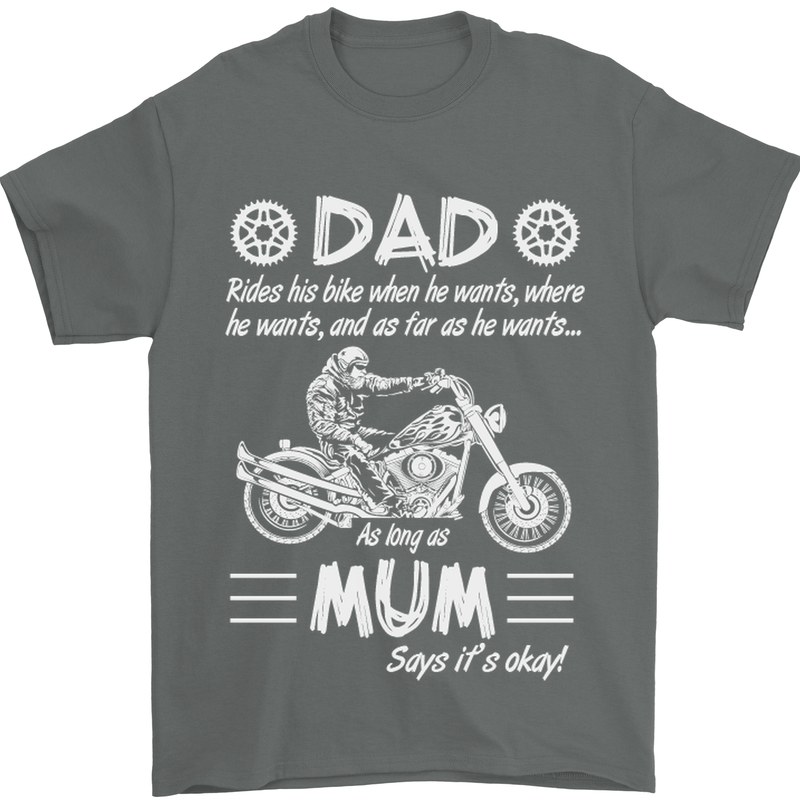 Dad Mum Biker Motorcycle Motorbike Funny Mens T-Shirt Cotton Gildan Charcoal
