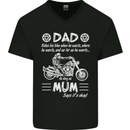 Dad Mum Biker Motorcycle Motorbike Funny Mens V-Neck Cotton T-Shirt Black