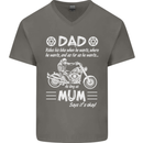 Dad Mum Biker Motorcycle Motorbike Funny Mens V-Neck Cotton T-Shirt Charcoal