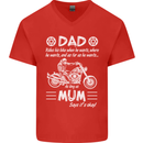 Dad Mum Biker Motorcycle Motorbike Funny Mens V-Neck Cotton T-Shirt Red