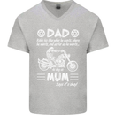 Dad Mum Biker Motorcycle Motorbike Funny Mens V-Neck Cotton T-Shirt Sports Grey