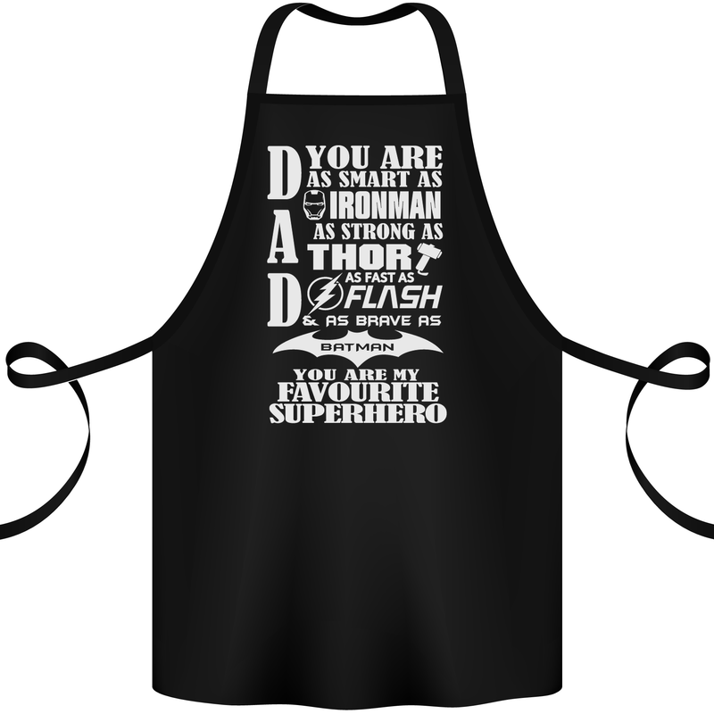 Dad My Favourite Superhero Father's Day Cotton Apron 100% Organic Black