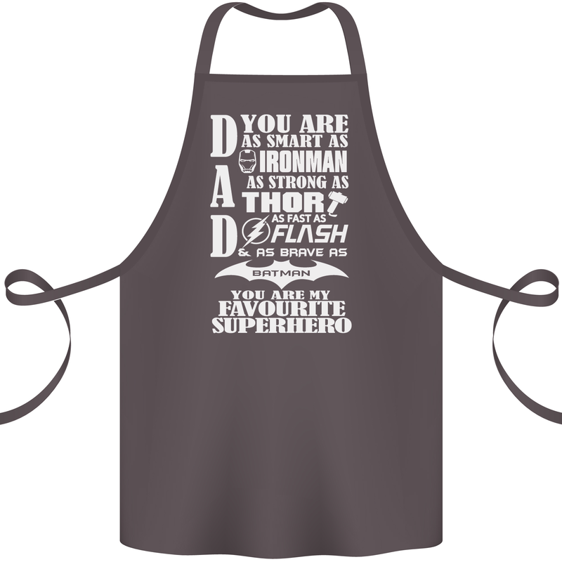 Dad My Favourite Superhero Father's Day Cotton Apron 100% Organic Dark Grey