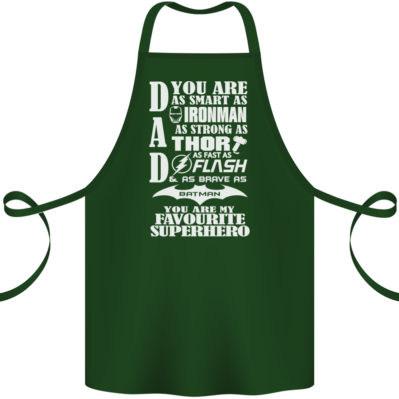 Dad My Favourite Superhero Father's Day Cotton Apron 100% Organic Forest Green