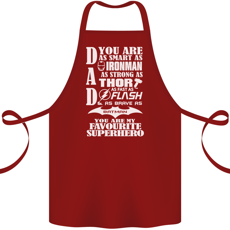 Dad My Favourite Superhero Father's Day Cotton Apron 100% Organic Maroon