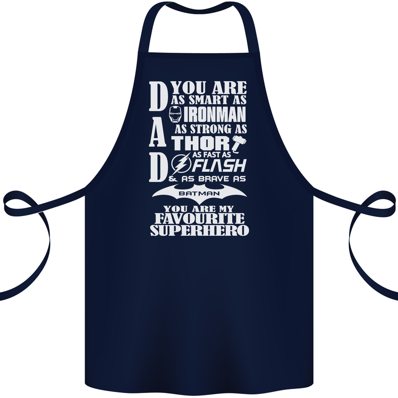 Dad My Favourite Superhero Father's Day Cotton Apron 100% Organic Navy Blue