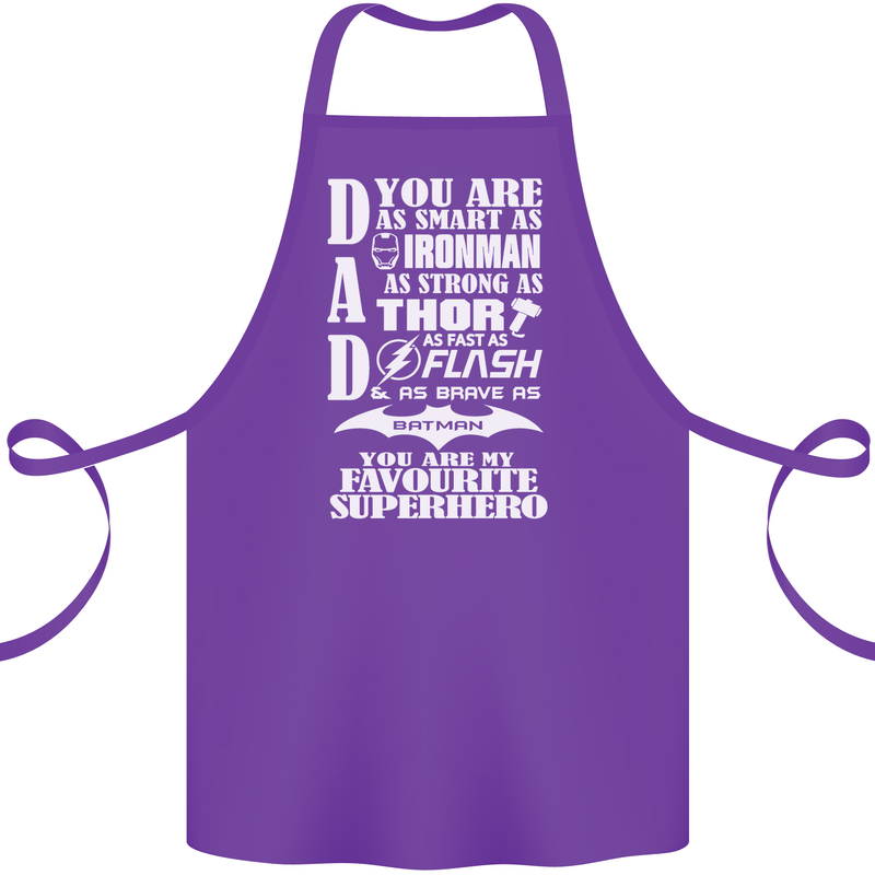 Dad My Favourite Superhero Father's Day Cotton Apron 100% Organic Purple