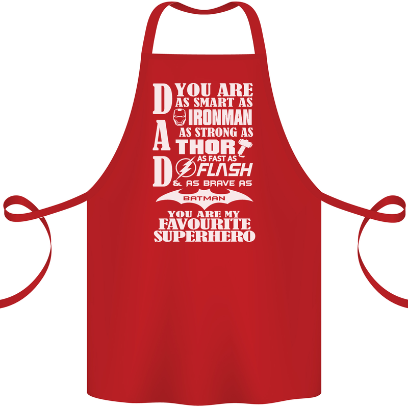 Dad My Favourite Superhero Father's Day Cotton Apron 100% Organic Red