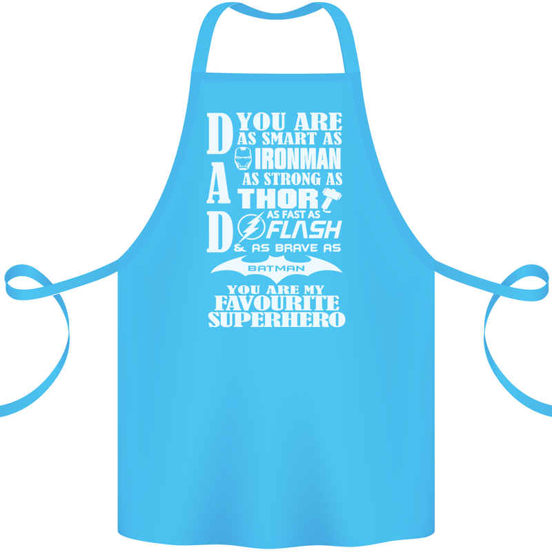 Dad My Favourite Superhero Father's Day Cotton Apron 100% Organic Turquoise