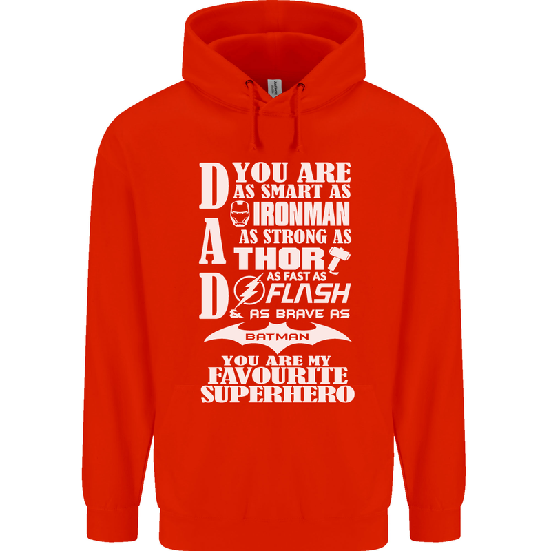 Dad My Favourite Superhero Father's Day Mens 80% Cotton Hoodie Bright Red