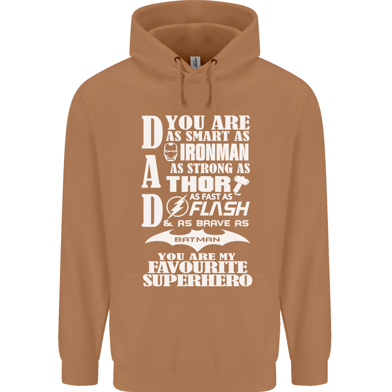 Dad My Favourite Superhero Father's Day Mens 80% Cotton Hoodie Caramel Latte