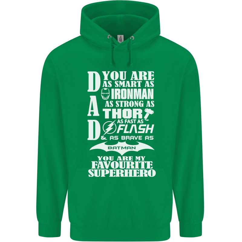 Dad My Favourite Superhero Father's Day Mens 80% Cotton Hoodie Irish Green