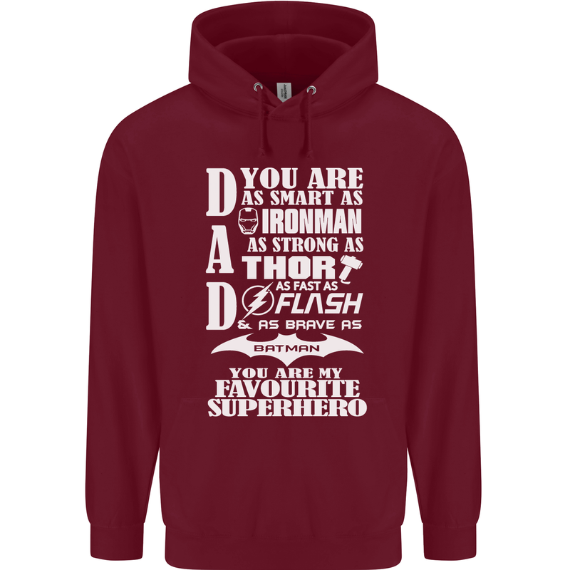 Dad My Favourite Superhero Father's Day Mens 80% Cotton Hoodie Maroon