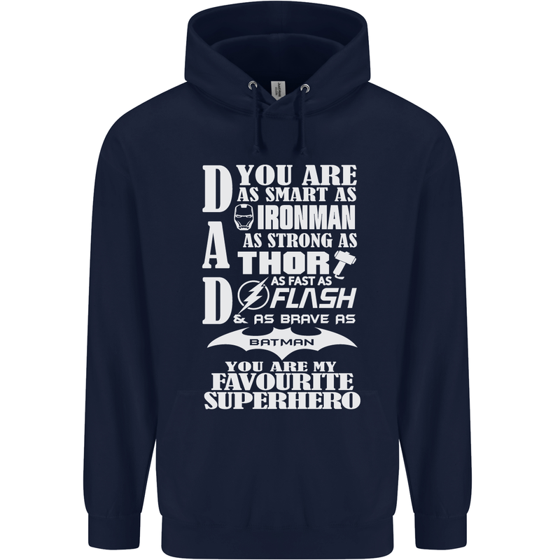 Dad My Favourite Superhero Father's Day Mens 80% Cotton Hoodie Navy Blue
