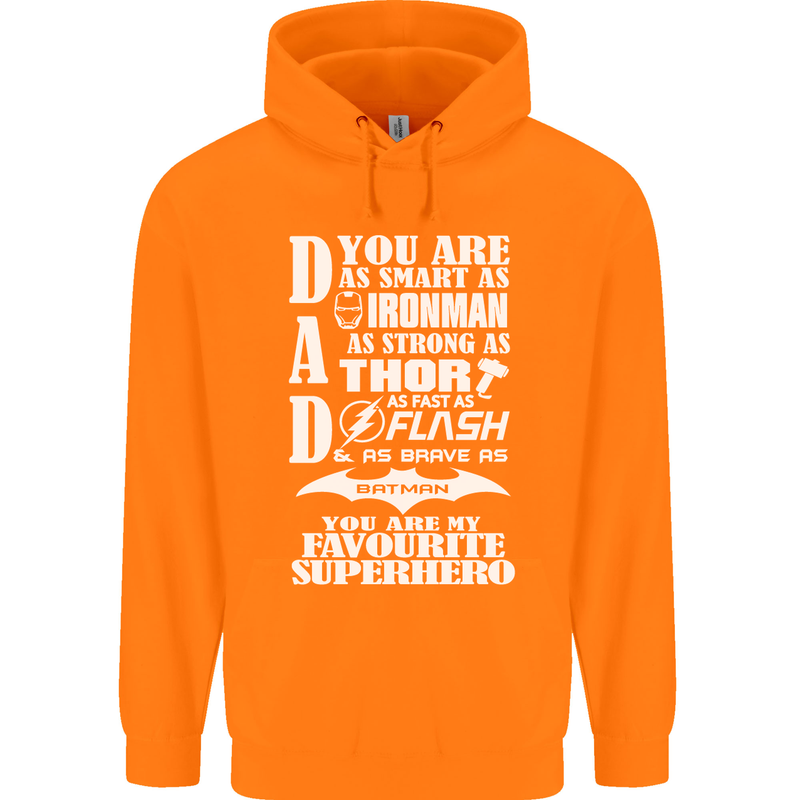 Dad My Favourite Superhero Father's Day Mens 80% Cotton Hoodie Orange