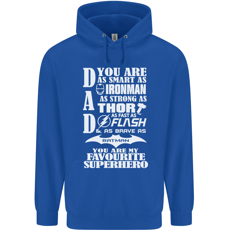 Dad My Favourite Superhero Father's Day Mens 80% Cotton Hoodie Royal Blue
