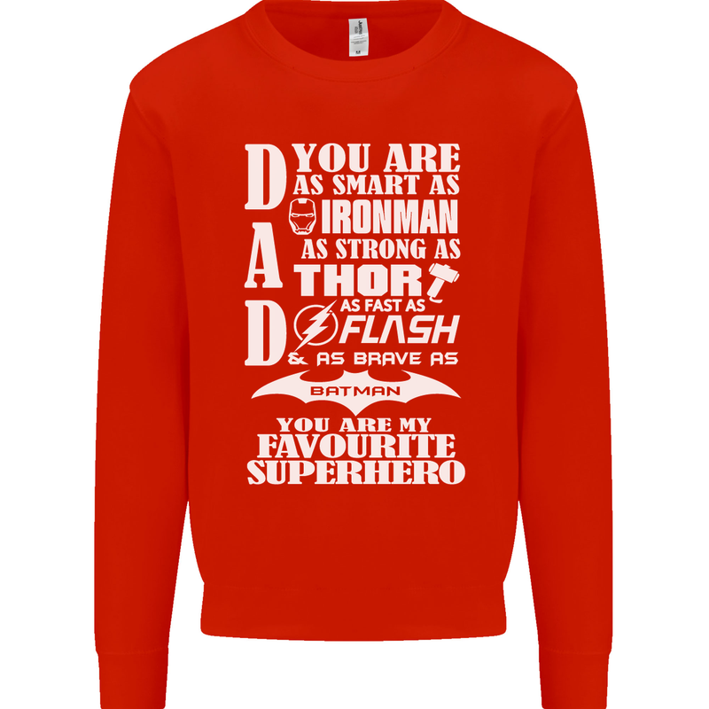 Dad My Favourite Superhero Father's Day Mens Sweatshirt Jumper Bright Red