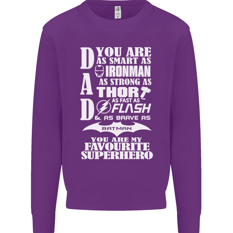 Dad My Favourite Superhero Father's Day Mens Sweatshirt Jumper Purple
