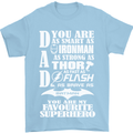 Dad My Favourite Superhero Father's Day Mens T-Shirt Cotton Gildan Light Blue