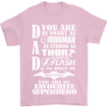 Dad My Favourite Superhero Father's Day Mens T-Shirt Cotton Gildan Light Pink