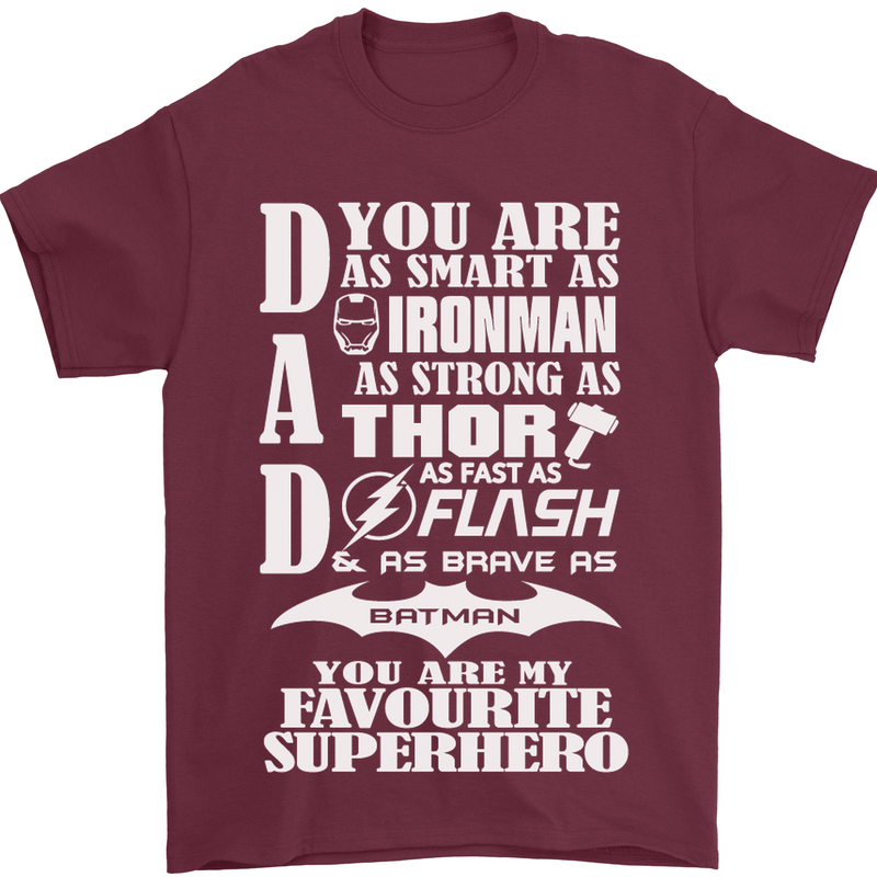 Dad My Favourite Superhero Father's Day Mens T-Shirt Cotton Gildan Maroon