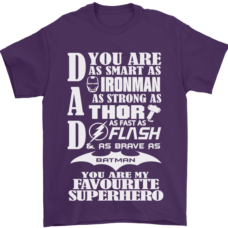 Dad My Favourite Superhero Father's Day Mens T-Shirt Cotton Gildan Purple