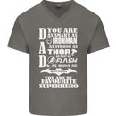 Dad My Favourite Superhero Father's Day Mens V-Neck Cotton T-Shirt Charcoal