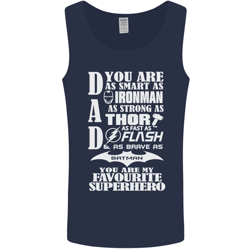 Dad My Favourite Superhero Father's Day Mens Vest Tank Top Navy Blue