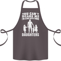 Dad With Three Daughters Funny Fathers Day Cotton Apron 100% Organic Dark Grey