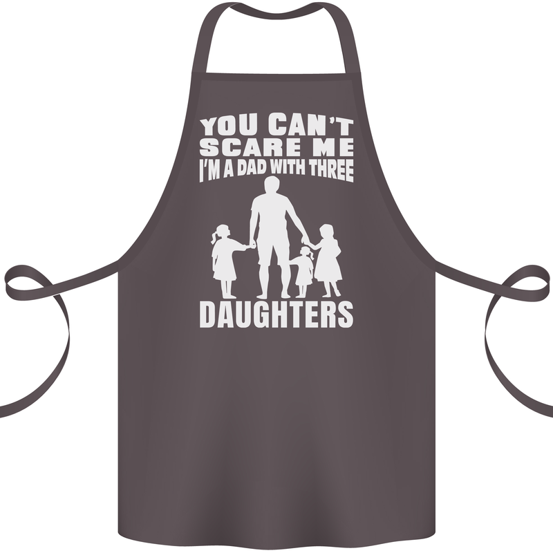 Dad With Three Daughters Funny Fathers Day Cotton Apron 100% Organic Dark Grey