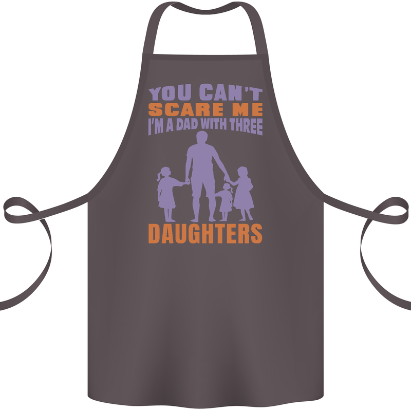 Dad With Three Daughters Funny Fathers Day Cotton Apron 100% Organic Dark Grey