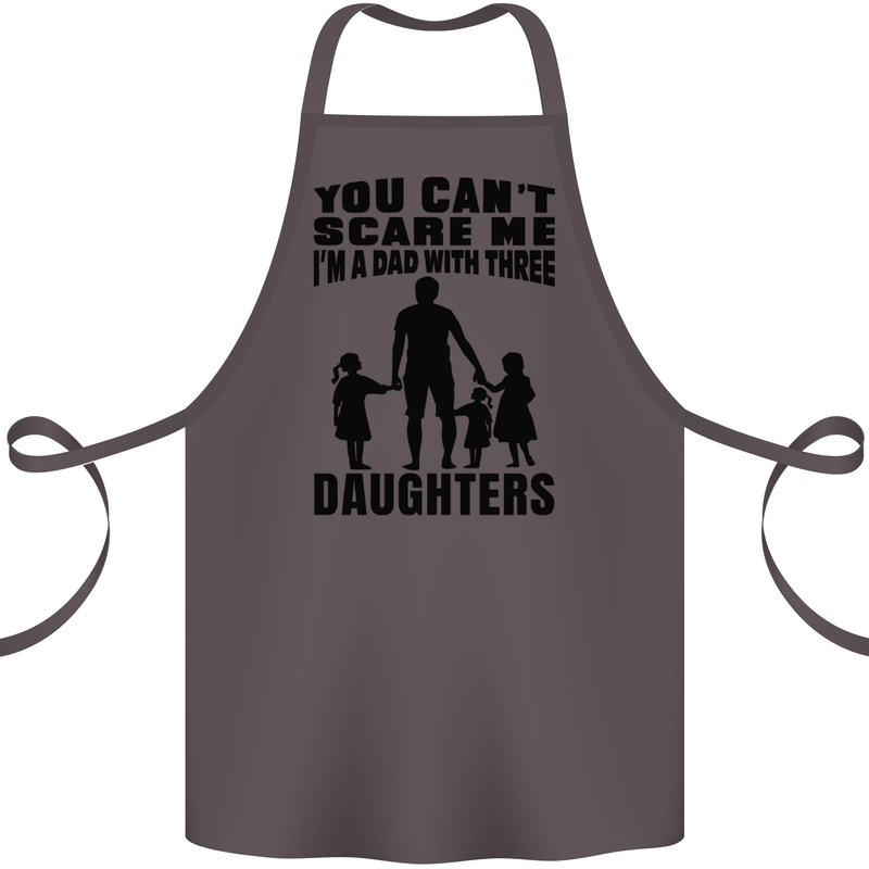 Dad With Three Daughters Funny Fathers Day Cotton Apron 100% Organic Dark Grey