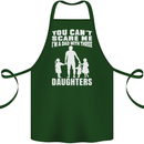 Dad With Three Daughters Funny Fathers Day Cotton Apron 100% Organic Forest Green