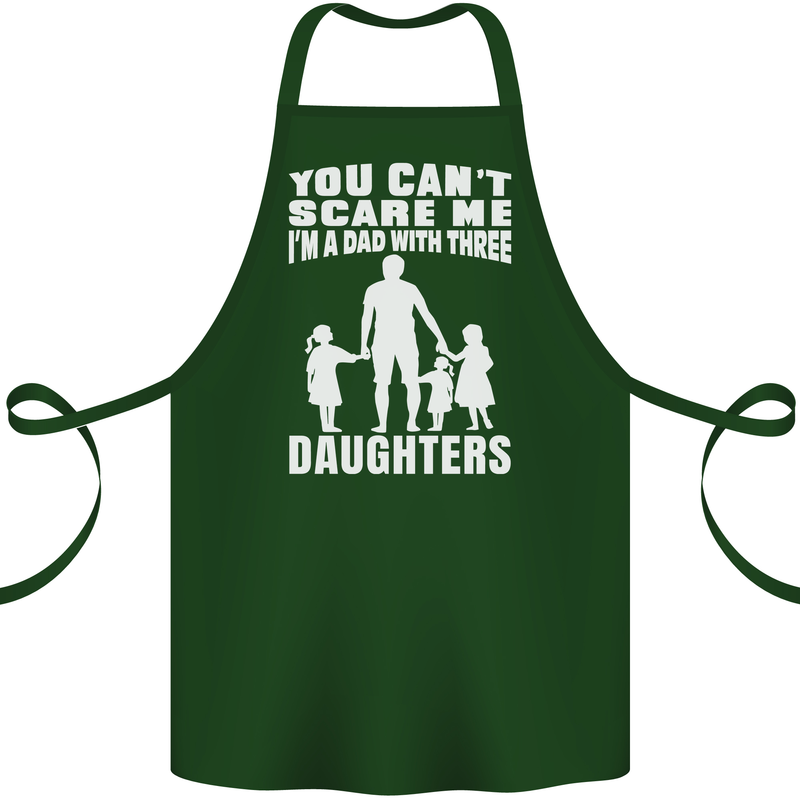 Dad With Three Daughters Funny Fathers Day Cotton Apron 100% Organic Forest Green