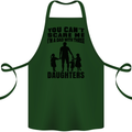 Dad With Three Daughters Funny Fathers Day Cotton Apron 100% Organic Forest Green