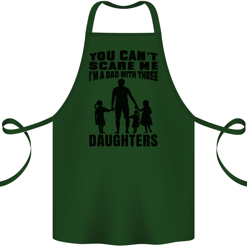 Dad With Three Daughters Funny Fathers Day Cotton Apron 100% Organic Forest Green