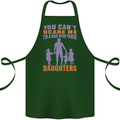 Dad With Three Daughters Funny Fathers Day Cotton Apron 100% Organic Forest Green
