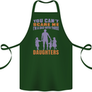 Dad With Three Daughters Funny Fathers Day Cotton Apron 100% Organic Forest Green