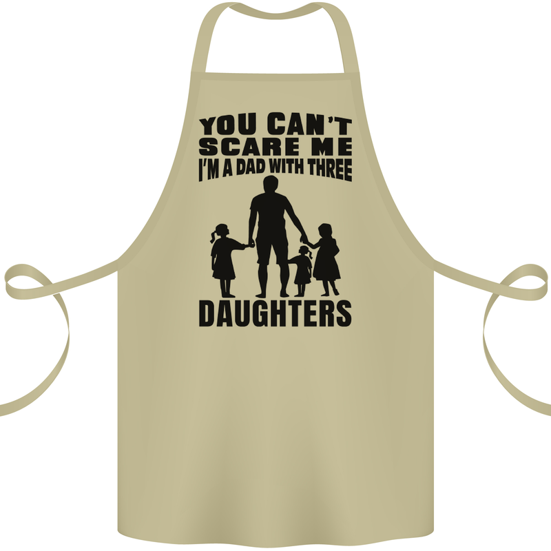Dad With Three Daughters Funny Fathers Day Cotton Apron 100% Organic Khaki