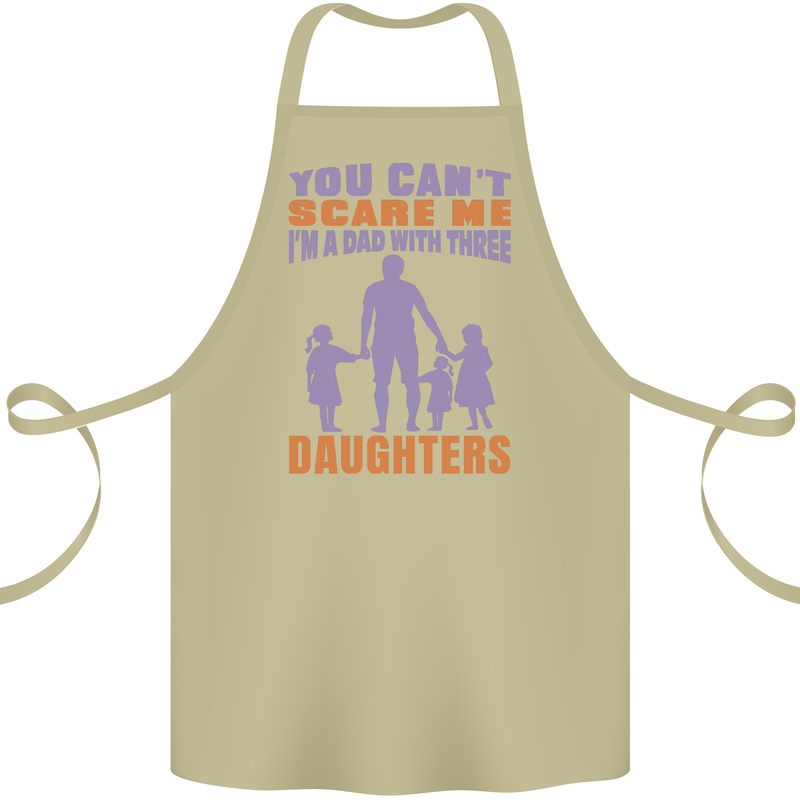 Dad With Three Daughters Funny Fathers Day Cotton Apron 100% Organic Khaki