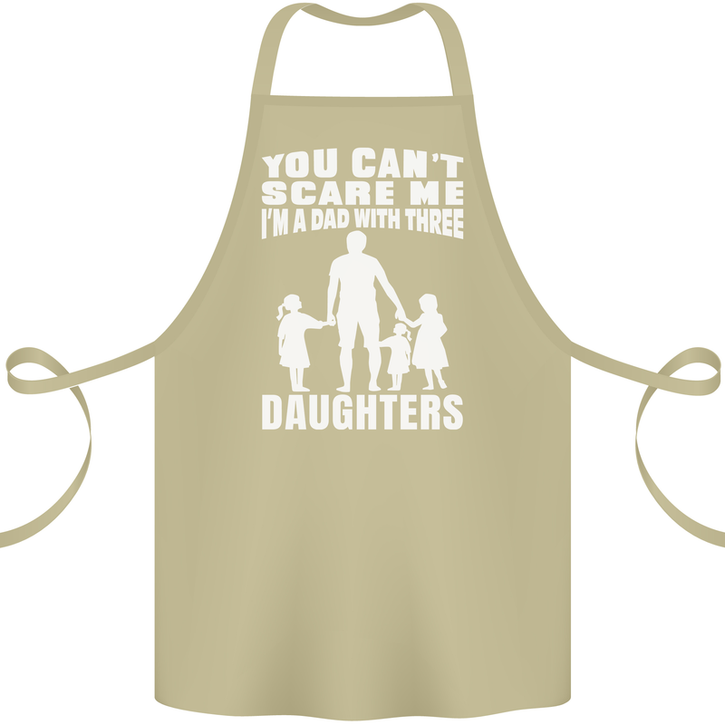 Dad With Three Daughters Funny Fathers Day Cotton Apron 100% Organic Khaki