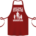 Dad With Three Daughters Funny Fathers Day Cotton Apron 100% Organic Maroon