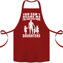 Dad With Three Daughters Funny Fathers Day Cotton Apron 100% Organic Maroon