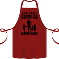 Dad With Three Daughters Funny Fathers Day Cotton Apron 100% Organic Maroon