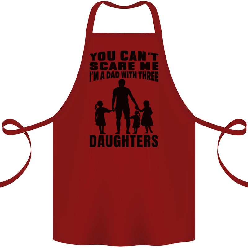 Dad With Three Daughters Funny Fathers Day Cotton Apron 100% Organic Maroon