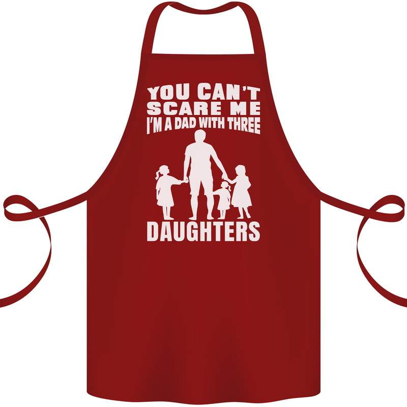 Dad With Three Daughters Funny Fathers Day Cotton Apron 100% Organic Maroon
